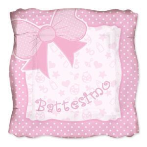 8 Piatti 19 x 19 cm Battesimo Baby Rosa