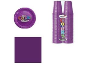 COORDINATO TAVOLA MONOCOLORE VIOLA PLASTICA n.25 (200 BICCHIERI, 60 PIATTI,150 TOVAGLIOLI)