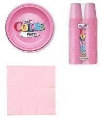 COORDINATO TAVOLA MONOCOLORE ROSA PLASTICA n.25 (100 BICCHIERI, 50 PIATTI,150 TOVAGLIOLI)