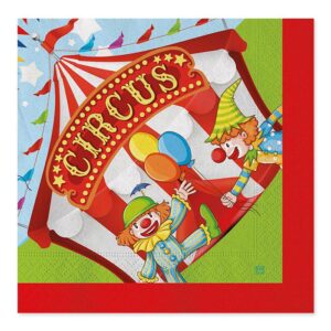 20 Tovaglioli 33 x 33 cm Circus Party Circo