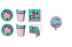 KIT 16 OSPITI CON PALLONE SPA PARTY CENTRO BENESSERE ( 16 PIATTI,16 TOVAGLIOLI,16 BICCHIERI,1 TOVAGLIA ,1 PALLONE, MICROFOIL)