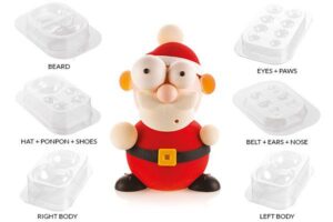 KIT SANTA - SET 6 STAMPI TERMOFORMATI PER CIOCCOLATO NATALE SILIKOMART PROFESSIONAL