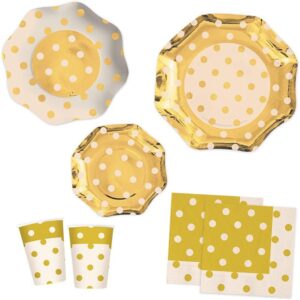 KIT 10 OSPITI POIS ORO METAL NATALE(10 PIATTI CM 18,10 PIATTI CM 23,10 BICCHIERI,20 TOVAGLIOLI)