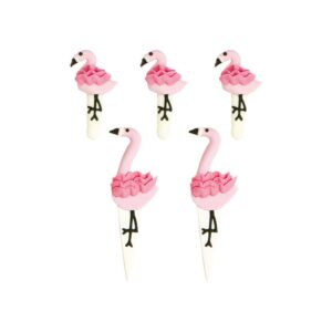 SET 5 DECORAZIONI FENICOTTERI IN ZUCCHERO
