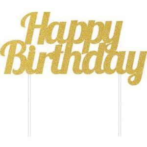 Cake Topper Decorazione Happy Birthday oro glitterato