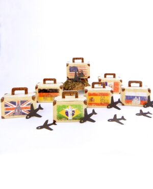 10 SCATOLE PORTACONFETTI MIX VALIGIE CON AEREO