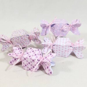 10 SCATOLE PORTACONFETTI MIX CARAMELLE FIORI E CUORI ROSA