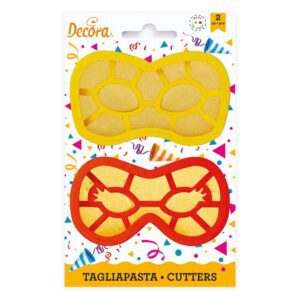 Decora Confezione Tagliapasta Maschera Carnevale, Plastica, Arancio Giallo, 2 Pezzi