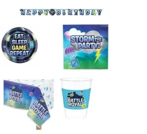 KIT 16 OSPITI FORTNITE CON FESTONE BATTLE ROYAL COORDINATO TAVOLA