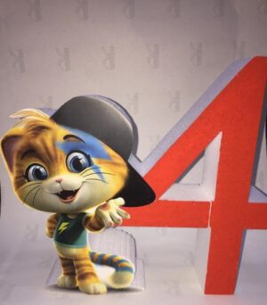 NUMERO IN POLISTIROLO CON SAGOMA DI LAMPO DEI 44 GATTI