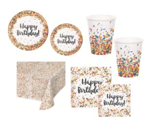KIT 16 OSPITI SPRINKLES CODETTE COORDINATO TAVOLA (16 PIATTI,16 TOVAGLIOLI,16 BICCHIERI,1 TOVAGLIA)