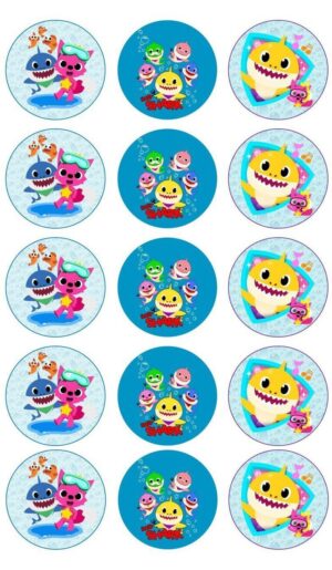 CIALDA SU OSTIA BABY SHARK 15 IMPRONTE PER BISCOTTI CUPCAKES VESTIBISCOTTI