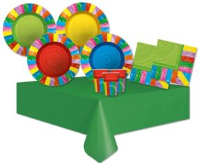 KIT 16 OSPITI ARCOBALENO COORDINATO TAVOLA (16 PIATTI,20 TOVAGLIOLI,16 BICCHIERI,1 TOVAGLIA)