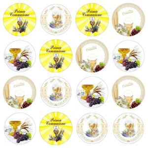 CIALDA SU ZUCCHERO PRIMA COMUNIONE 16 IMPRONTE PER BISCOTTI CUPCAKES VESTIBISCOTTO