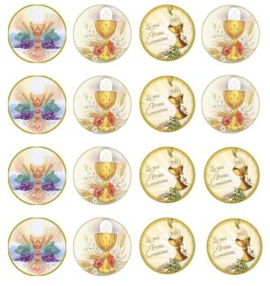 CIALDA SU OSTIA PRIMA COMUNIONE 16 IMPRONTE PER BISCOTTI CUPCAKES VESTIBISCOTTO