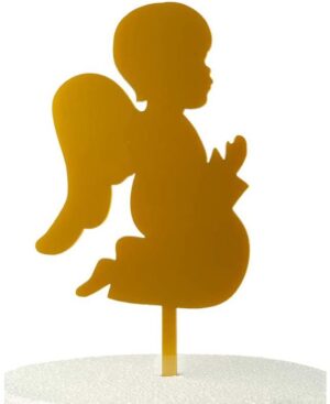Cake Toppers angioletto in plexiglass Oro per Comunione