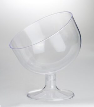 Coppa inclinata per confetti o caramelle trasparente gambo corto Ø16 x H.19 cm