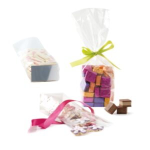 SACCHETTO FONDO RIGIDO CELLOPHANE PER ALIMENTI BUSTE CONFETTI DOLCI SACCHETTINI 12 x 28 cm