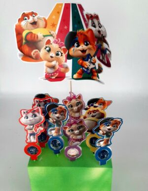 20 CHUPA CHUPS CON  BASE E TOPPER PERSONALIZZATO 44 GATTI