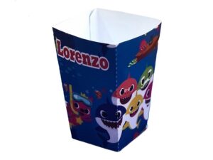 10 Scatole per Pop Corn Caramelle Baby Shark Personalizzabili