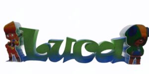 NOME IN POLISTIROLO COLORATO PERSONALIZZATO  CON PERSONAGGI  BRAWL STARS