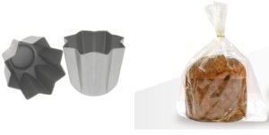 SET N1 PER REALIZZARE IL PANDORO HOME MADE(STAMPO IN ALLUMINIO DA 1000 GR, 5 BUSTE PER PANDORO IN POLYPROPYLENE)
