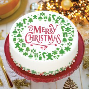 STENCIL PER TORTE GHIRLANDA MERRY CHRISTMAS  DECORA NATALE