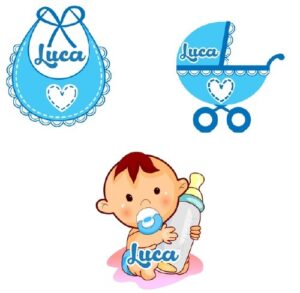 Magneti Nascita Battesimo Celeste Personalizzabili Set da 10 pz