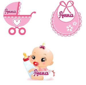 Magneti Nascita Battesimo Rosa Femminuccia Personalizzabili Set da 10 pz