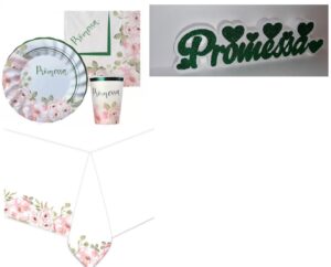 KIT 16 OSPITI  COORDOINATO TAVOLA PROMESSA FLOREAL CON TOVAGLIA CON SAGOMA IN POLISTIROLO GLITTERATO