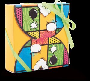 10 SCATOLE PER CONFETTI/ CARAMELLE   POP ART STAMPA  BOMBA cm 9