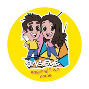 CIALDA SU ZUCCHERO PERSONALIZZATA   PER TORTA  DINSIEME  ROTONDA CM 20