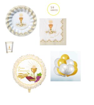 kit 16 ospiti Coordinato tavola  Classic chic con pallone mylar e palloncini in lattice
