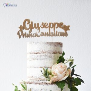 CAKE TOPPER IN POLISTIROLO  PRIMA COMUNIONE CON NOME PERSONALIZZATO