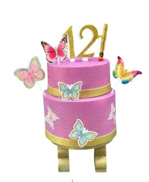 TORTA SCENOGRAFICA BUTTERFLY  GARDEN DELUXE CON ALZATA E NUMERO