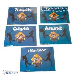 10 TOVAGLIETTE  CON NOME  E PERSONAGGIO PERSONALIZZATO  GADGET FINE FESTA