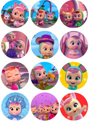 CIALDA SU OSTIA CRY BABIES 12 IMPRONTE PER BISCOTTI CUPCAKES