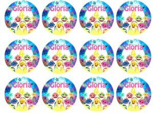 40 BOLLINI ADESIVI BABY SHARK PERSONALIZZABILE