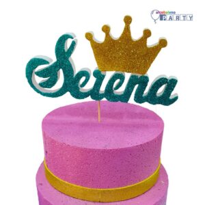 CAKE TOPPER  CON NOME PERSONALIZZATO E  CORONA IN POLISTIRENE COLORATO