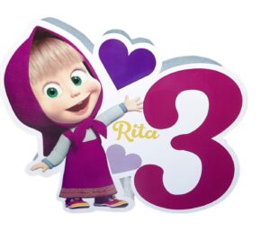 SAGOMA IN POLISTIROLO PERSONALIZZATA CON NOME E NUMERO MASHA E ORSO