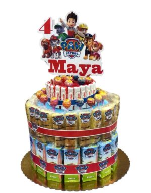 Paw Patrol Torta Di Merendine con Topper Personalizzato