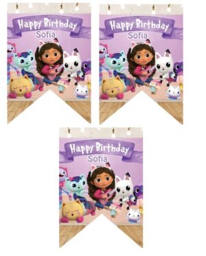 FESTONE BANDIERINA PERSONALIZZATO GABBY LA CASA DELLE BAMBOLE GABBY DOLLHOUSE