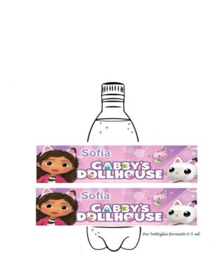 GABBY LA CASA DELLE BAMBOLE GABBY DOLLHOUSE ETICHETTE ADESIVE  PERSONALIZZATE PER ACUQUA pz 12