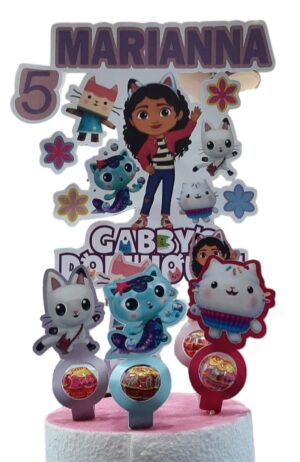 Gabby'S Dollhouse La casa Delle Bambole Di Gabby Kit Chupa Chups con Topper Personalizzato