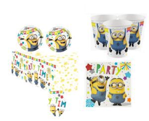 NEW KIT 24 OSPITI COORDINATO TAVOLA MINIONS CON TOVAGLIA