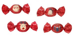 Praline di cioccolato ripiene di crema gianduia incarto natale gr 250