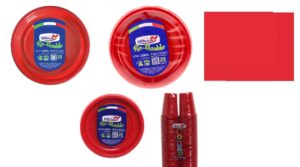 COORDINATO TAVOLA MONOCOLORE ROSSO IN PLASTICA 100% RICICLABILE
