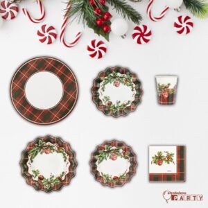 KIT 8 ospiti Tartan Christmas(8piatti piani-8 piatti fondi-8 piatti dolce-8 bicchieri- 16 tovaglioli)