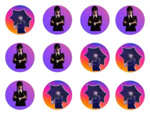 CIALDA SU ZUCCHERO 12 IMPRONTE PER BISCOTTI CUPCAKES MERCOLEDI' WEDNESDAY ADDAMS