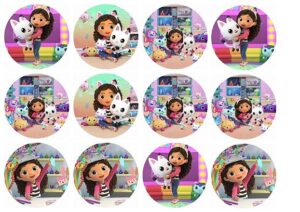 12 IMPRONTE PER BISCOTTI/CUPCAKES SU ZUCCHERO LA CASA DELLE BAMBOLE DI GABBY GABBY DOLLHOUSE